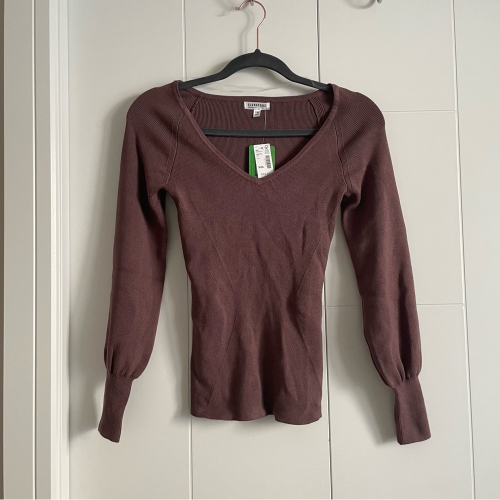 3/$45 V neck Balloon Sleeve Sweater